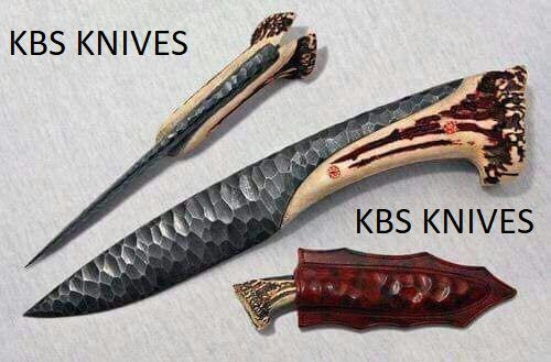 Custom Handmade Stone Texture Hand Forged 1095 Steel Vintage Viking Knife
