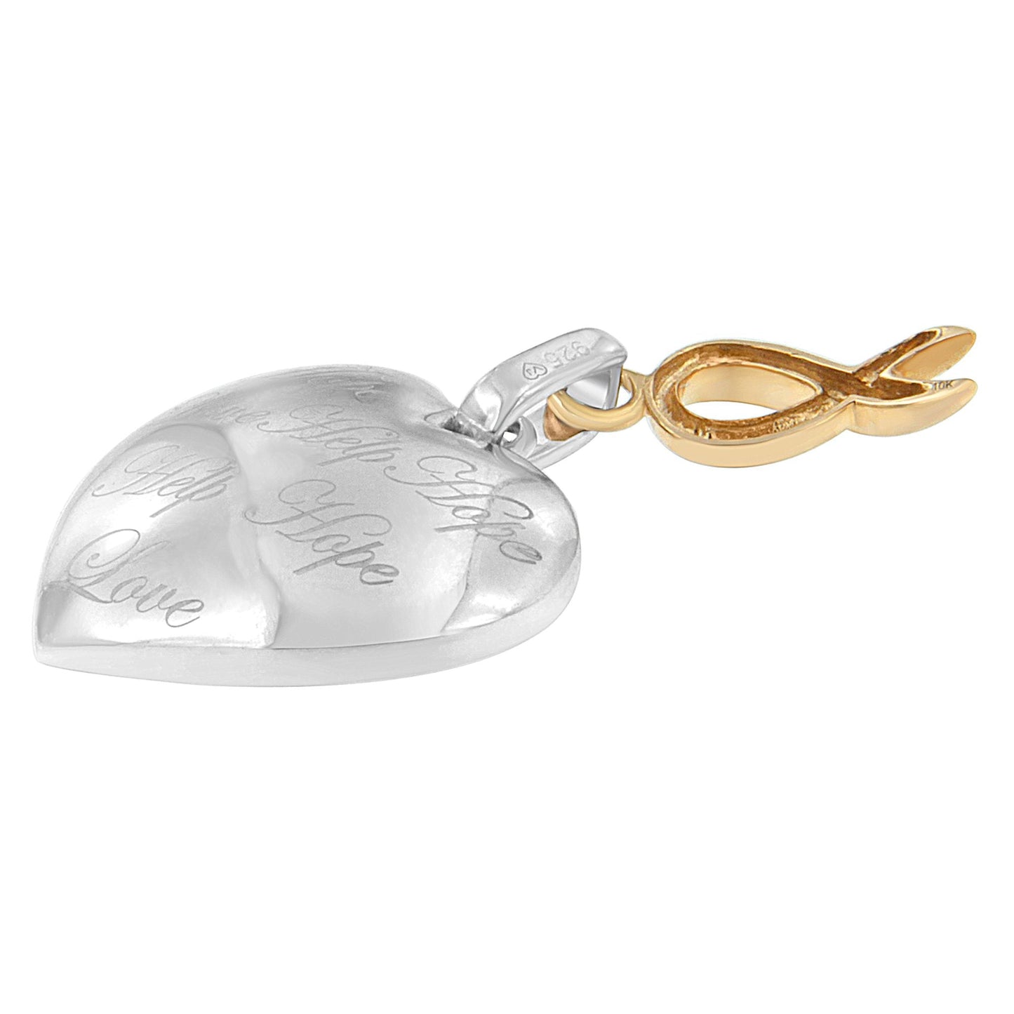 10K Yellow Gold Over Silver Heart Pendant Necklace