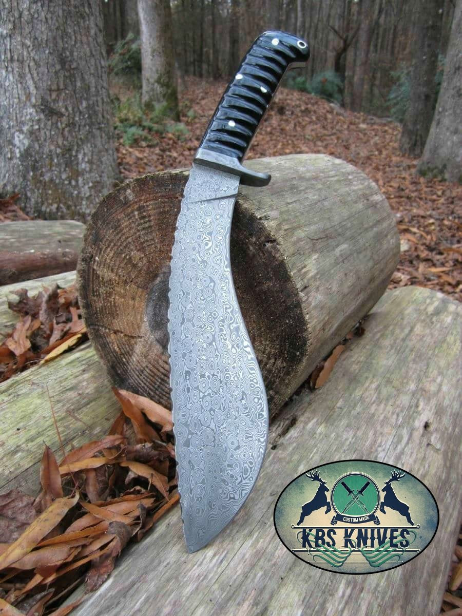 Damascus Gurkha Sword Kukri with Buffalo Horn Handle