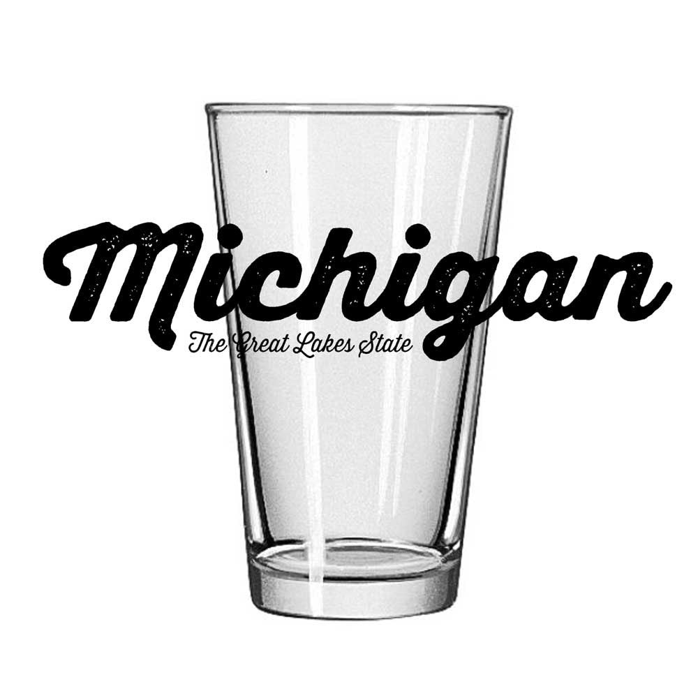 Pint Glass - Michigan Script