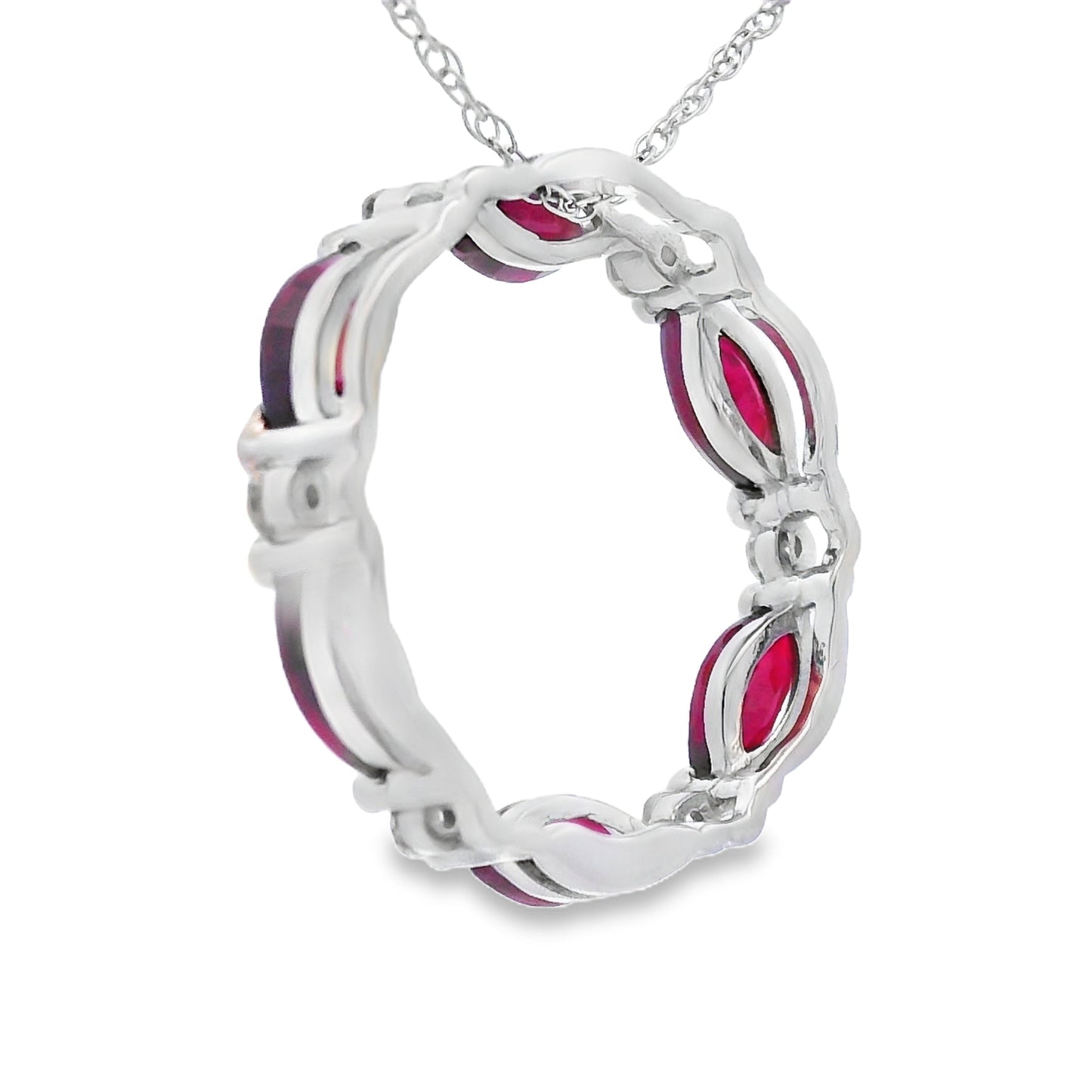 Ruby Diamond Circle of Love Pendant 10KT White Gold