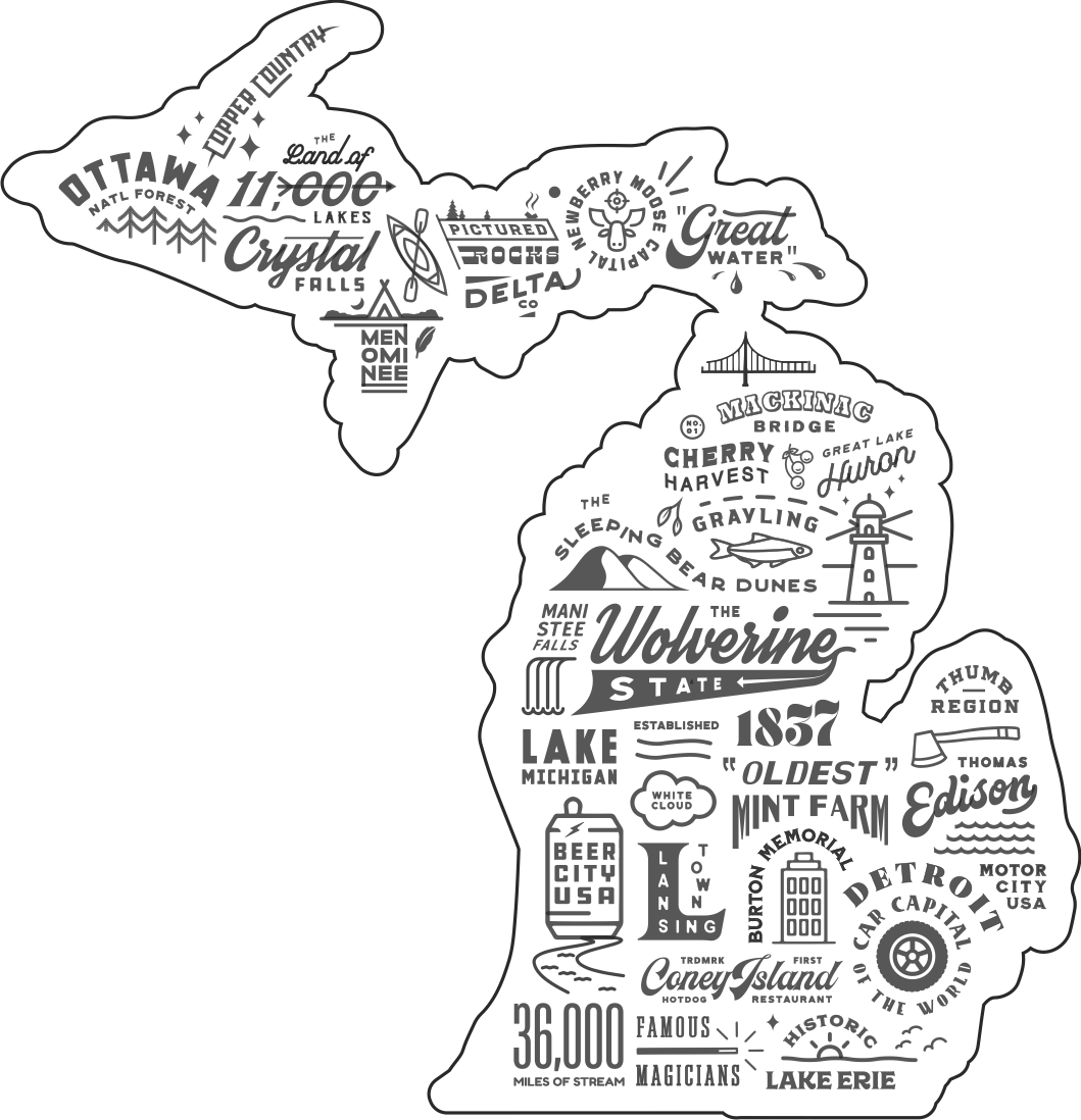 Ladies Relaxed V-neck Michigan Places T-shirt - Deep Navy