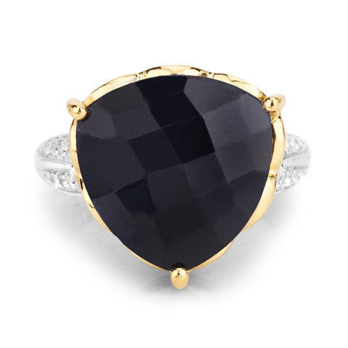 8.39 Carat Dyed Sapphire and White Topaz .925 Sterling Silver Ring