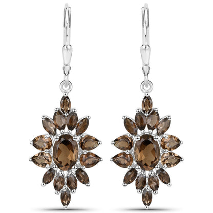 16.36 Carat Genuine Smoky Quartz .925 Sterling Silver 3 Piece Jewelry Set (Ring, Earrings, and Pendant w/ Chain)