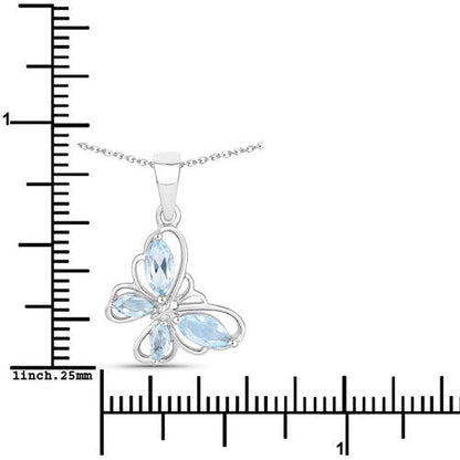 0.78 Carat Genuine Blue Topaz .925 Sterling Silver Pendant