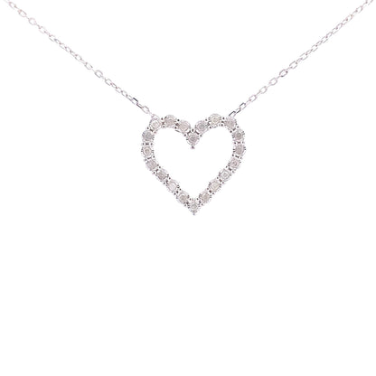 .25ct Diamond Heart Love Pendant Sterling Silver