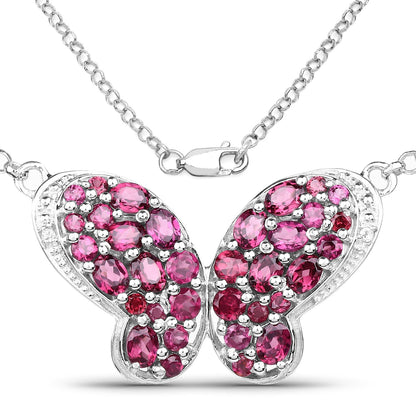 4.15 Carat Genuine Rhodolite and White Topaz .925 Sterling Silver Pendant