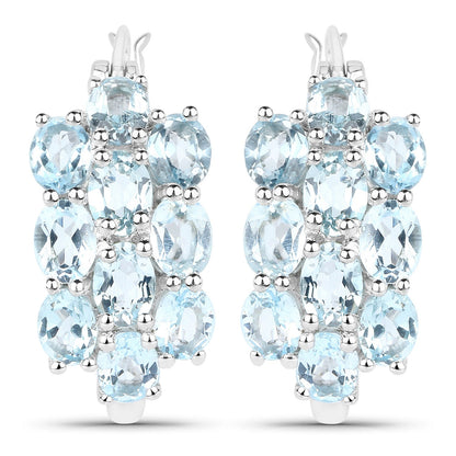9.88 Carat Genuine Blue Topaz .925 Sterling Silver 3 Piece Jewelry Set (Ring, Earrings, and Pendant w/ Chain)