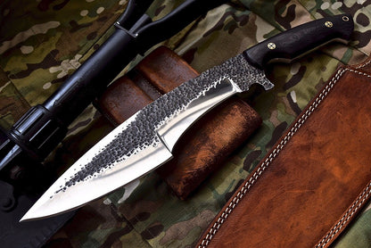 Custom Handmade Hunters Knife with Leather Sheath