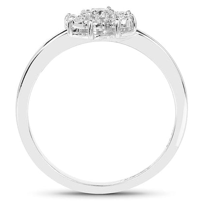0.18 Carat Genuine White Diamond 14K White Gold Ring (E-F-G Color, SI Clarity)