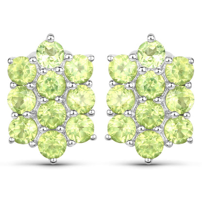 6.80 Carat Genuine Peridot .925 Sterling Silver 3 Piece Jewelry Set (Ring, Earrings, and Pendant w/ Chain)