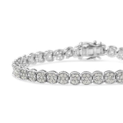 .925 Sterling Silver 2.0 Cttw Diamond Cluster Link Bracelet (I-J Color, I2-I3 Clarity) - Size 7.25"