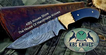 Custom Handmade Twist Damascus Steel Narrow Blade Hunting Knife