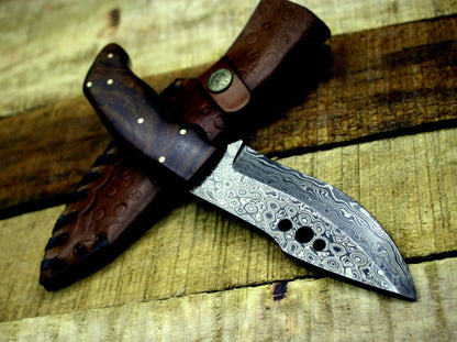 Custom Handmade Damascus Steel Raindrop Hunting/Skinning Knife