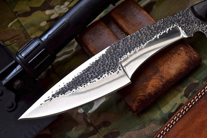 Custom Handmade Hunters Knife with Leather Sheath