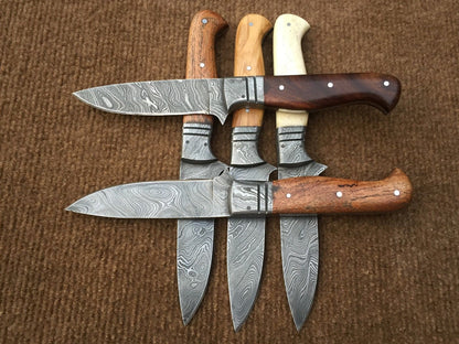 Beautiful Custom Handmade Damascus Steel Steak Knives