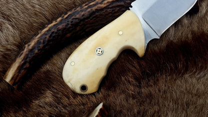 Compact D2 Steel Field Dressing Deer Skinning Knife – 6.5 Inch Blade with Bone Handle