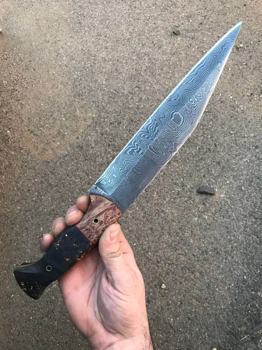 Custom Handmade Seax Viking Knife with Leather Sheath