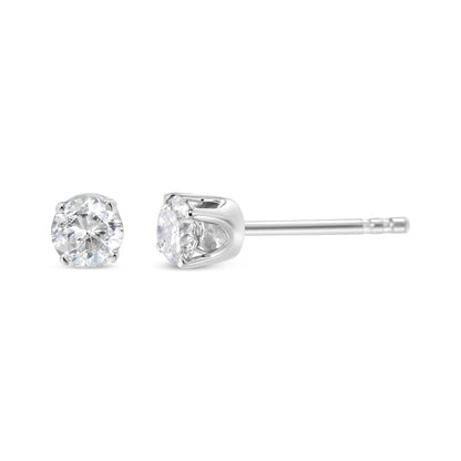 14K White Gold 3/4 Cttw Round Brilliant-Cut Near Colorless Diamond Classic 4-Prong Stud Earrings (H-I Color, SI1-SI2 Clarity)