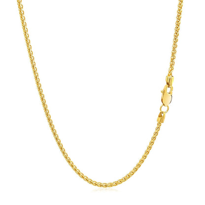 14k Yellow Gold Round Wheat Chain 1.5mm