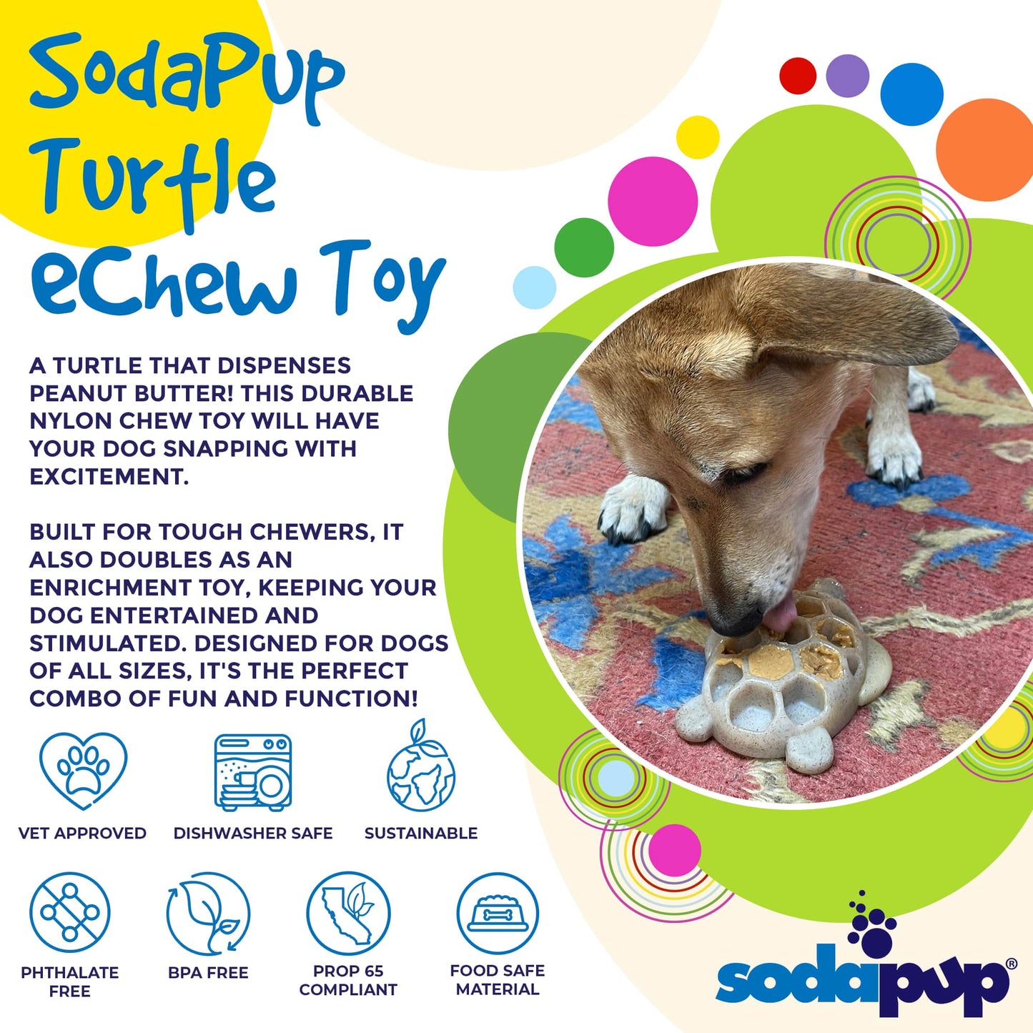 Turtle Nylon Chew Toy - Ultra-Durable Enrichment Toy for Power Chewers USA