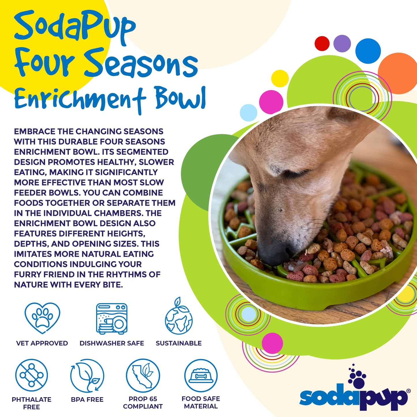 Four Seasons eTray - Shallow Slow Feeder Dog Bowl for Enrichment | USA Made