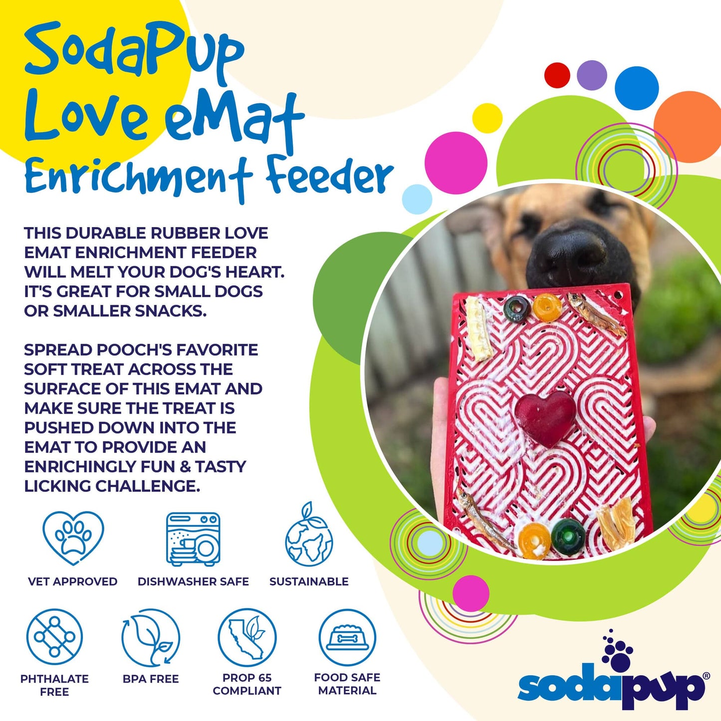 Love eMat - Enrichment Lick Mat for Dogs and Cats| Heart Design | SodaPup