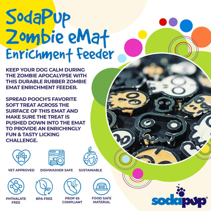 Zombie eMat - Enrichment Lick Mat for Dogs and Cats | Halloween Skull Design | SodaPup