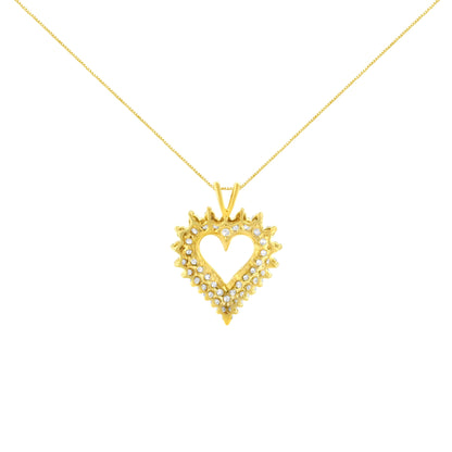14K Yellow Gold Plated .925 Sterling Silver 3.00 Cttw Round Cut Diamond Cluster Heart 18" Pendant Necklace (K-L Color, I1-I2 Clarity)