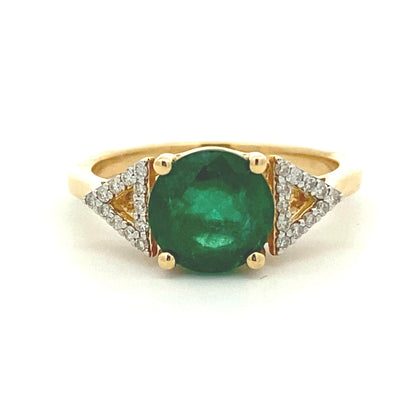 2.12ct Emerald Diamond Ring 14KT Yellow Gold