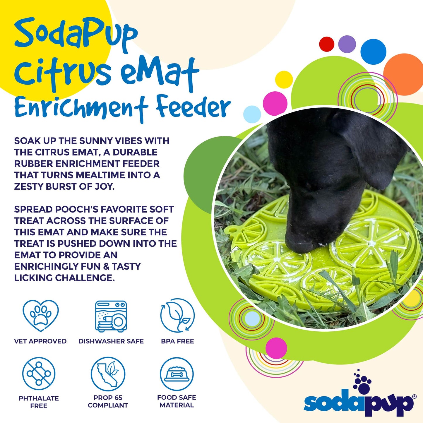 Citrus Design eMat - Enrichment Lick Mat For Dogs and Cats - with Suction Cups | USA Made