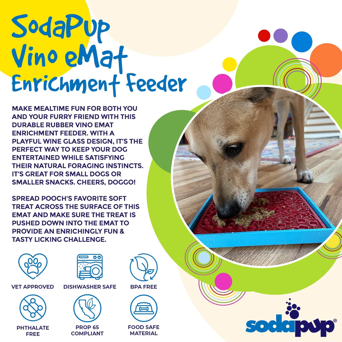 Vino Dog eMat - Enrichment Lick Mat For Dogs and Cats | Wine-Inspired Design| SodaPup