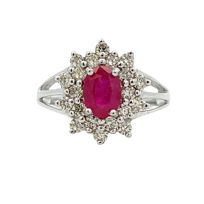 1.65ct Ruby Diamond Ring 14KT White Gold