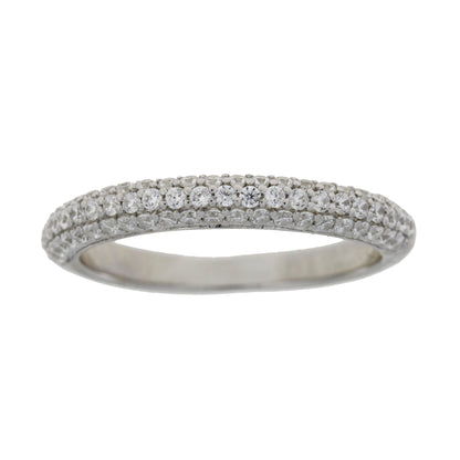 Cubic Zirconium Wedding Band Ring Sterling Silver