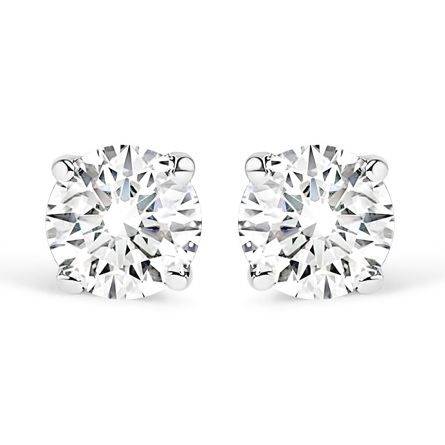 AGS Certified 14K White Gold 1.0 Cttw 4-Prong Set Brilliant Round-Cut Solitaire Diamond Push Back Stud Earrings (G-H Color, SI2-I1 Clarity)