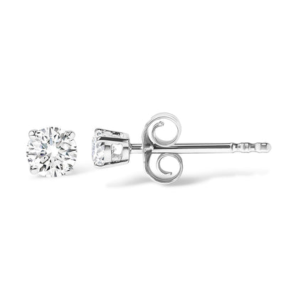 AGS Certified 14K White Gold 1.0 Cttw 4-Prong Set Brilliant Round-Cut Solitaire Diamond Push Back Stud Earrings (G-H Color, SI2-I1 Clarity)