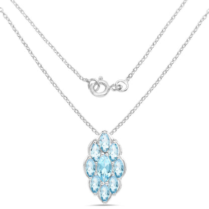 4.77 Carat Genuine Swiss Blue Topaz .925 Sterling Silver Pendant