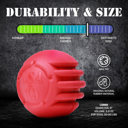 USA-K9 Stars and Stripes Rubber Dog Toy | K9 Handler Reward Toy | Red | USA Made