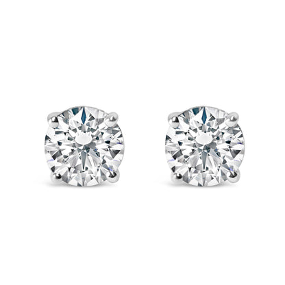 14K White Gold 1.0 Cttw Round Brilliant Cut Lab Grown White Diamond 4-Prong Classic Solitaire Stud Earrings (F-G Color, VS1-VS2 Clarity)