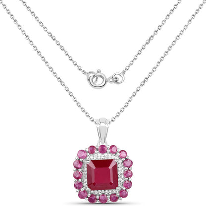 8.48 Carat Glass Filled Ruby and White Topaz .925 Sterling Silver Pendant