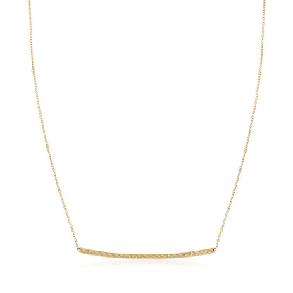 14k Yellow Gold Thin Textured Bar Necklace