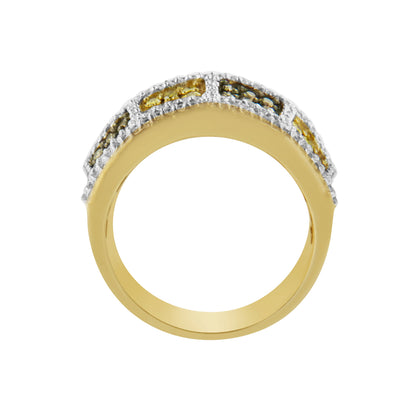 14KT Yellow Gold Champagne, Yellow and Round Diamond Band Ring (1 1/2 cttw, H-I Color, I1-I2 Clarity)