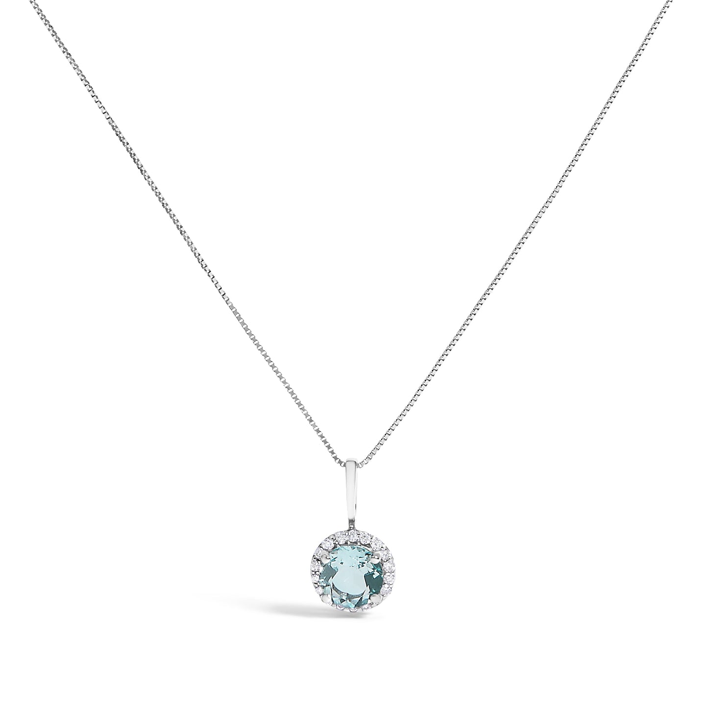 10K White Gold Purple Amethyst and 1/10 Cttw Diamond Accent Halo Pendant Necklace