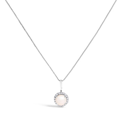 10K White Gold Purple Amethyst and 1/10 Cttw Diamond Accent Halo Pendant Necklace