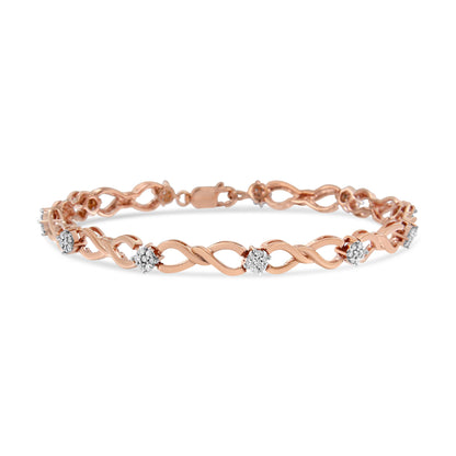 10K Rose Gold Plated .925 Sterling Silver 1/2 Cttw Diamond Infinity Link Tennis Bracelet (H-I Color, I2-I3 Clarity) -7â€