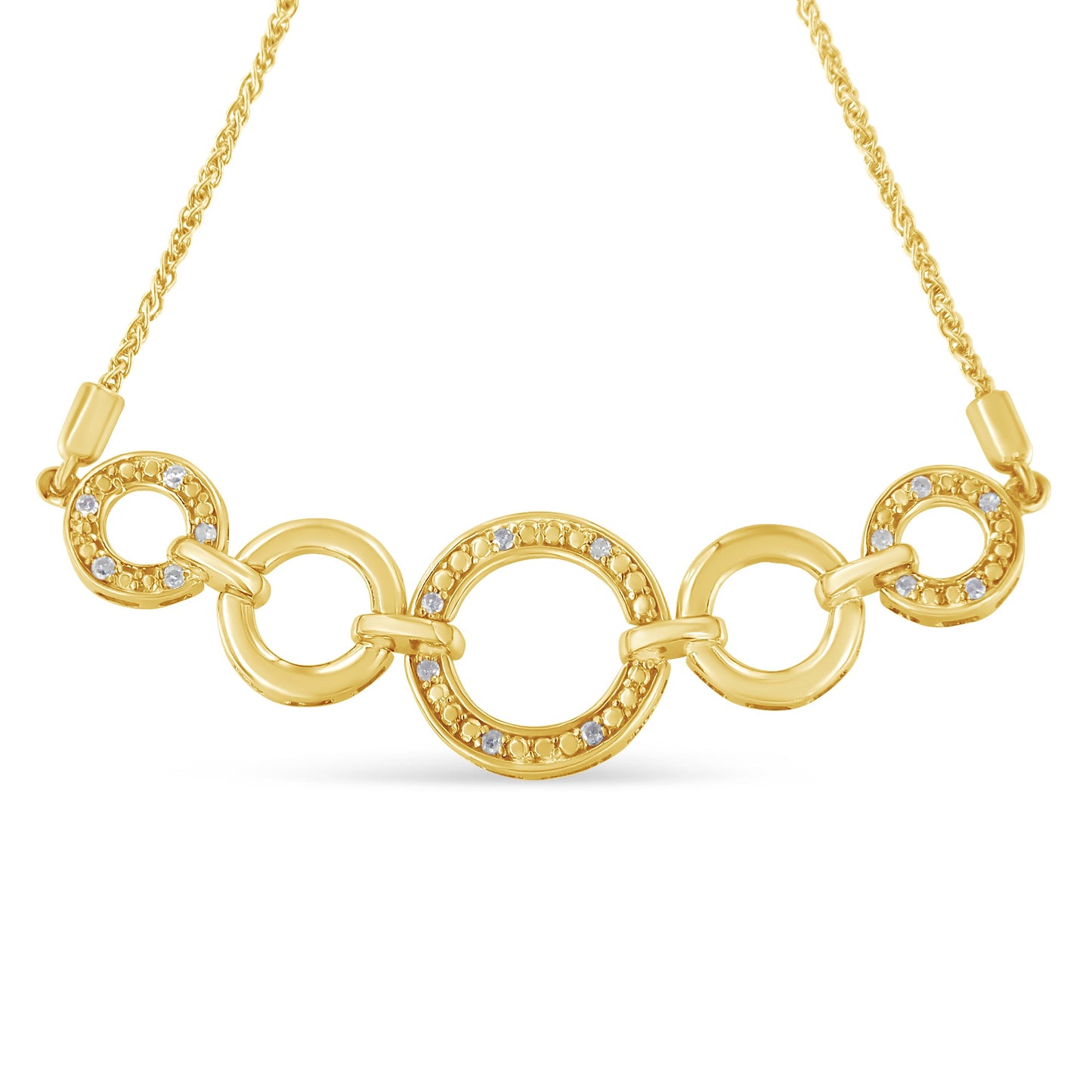 10K Yellow Gold over .925 Sterling Silver Diamond Accented Graduated Infinity Open Circle 6â€-9â€ Adjustable Bolo Bracelet (H-I Color, I2-I3 Clarity)