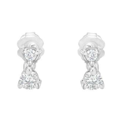 14KT White Gold 1/2 cttw Double Diamond Dangle Stud Earrings (H-I, I1-I2)