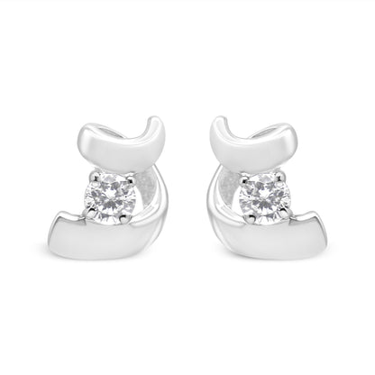 .925 Sterling Silver Round Cut Diamond Fashion Stud Earrings (0.10 cttw, I-J Color, I2-I3 Clarity)