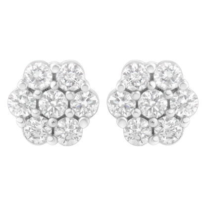 14KT White Gold 1 cttw Diamond Composite Stud Earrings (I-J, SI2-I1)