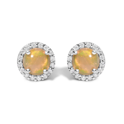 10K White Gold Purple Amethyst and 1/6 Cttw Diamond Halo Stud Earring
